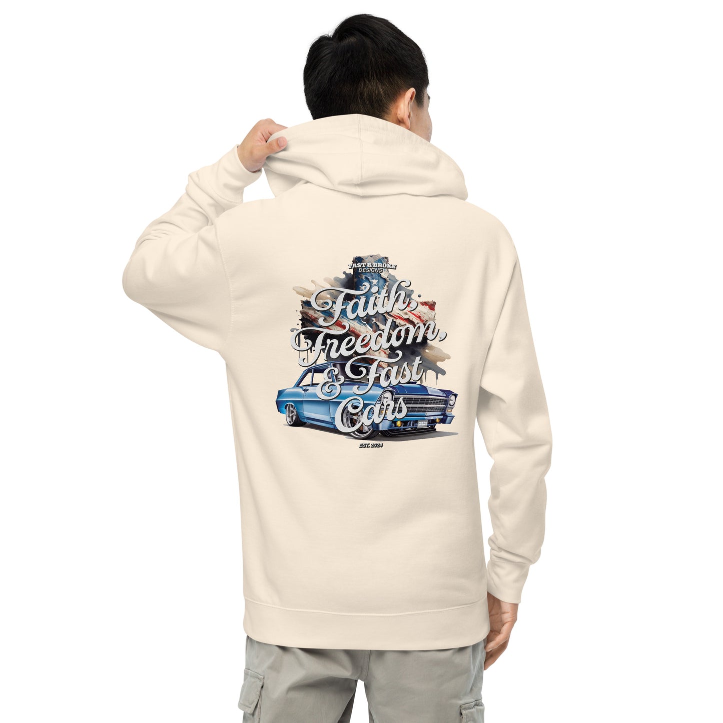 Faith Freedom and Fast Cars Unisex midweight hoodie