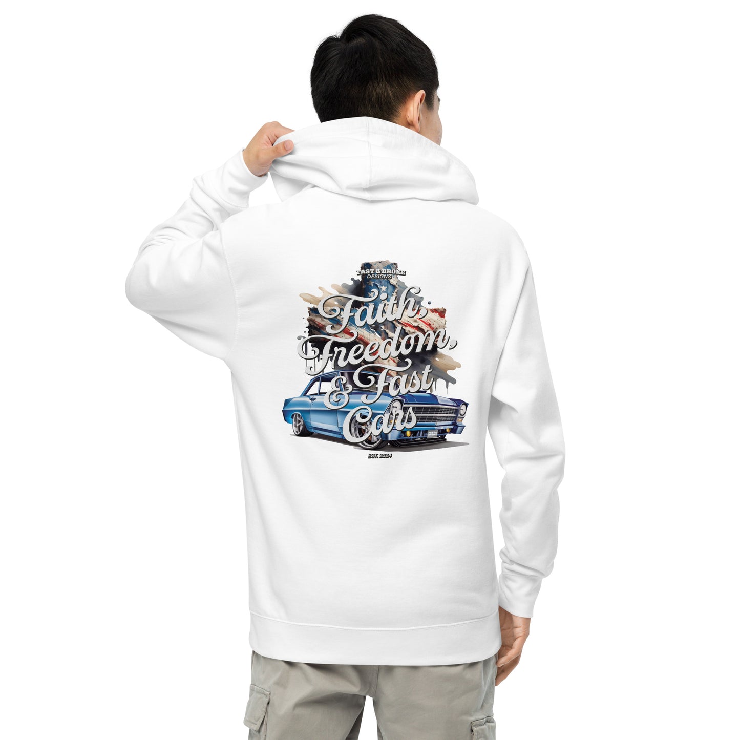 Faith Freedom and Fast Cars Unisex midweight hoodie