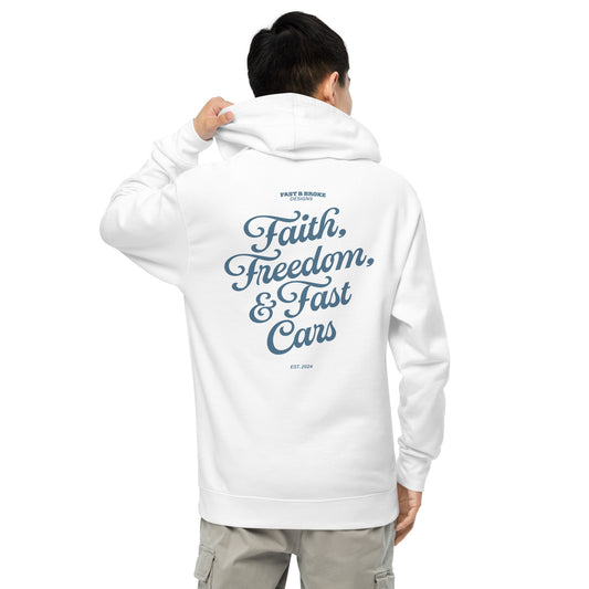 Faith Freedom and Fast Cars Text Unisex midweight hoodie